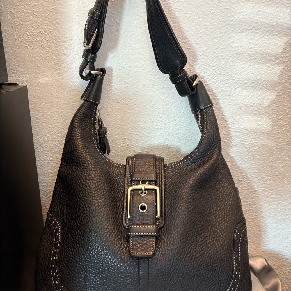 Coach perforated black hobo bag